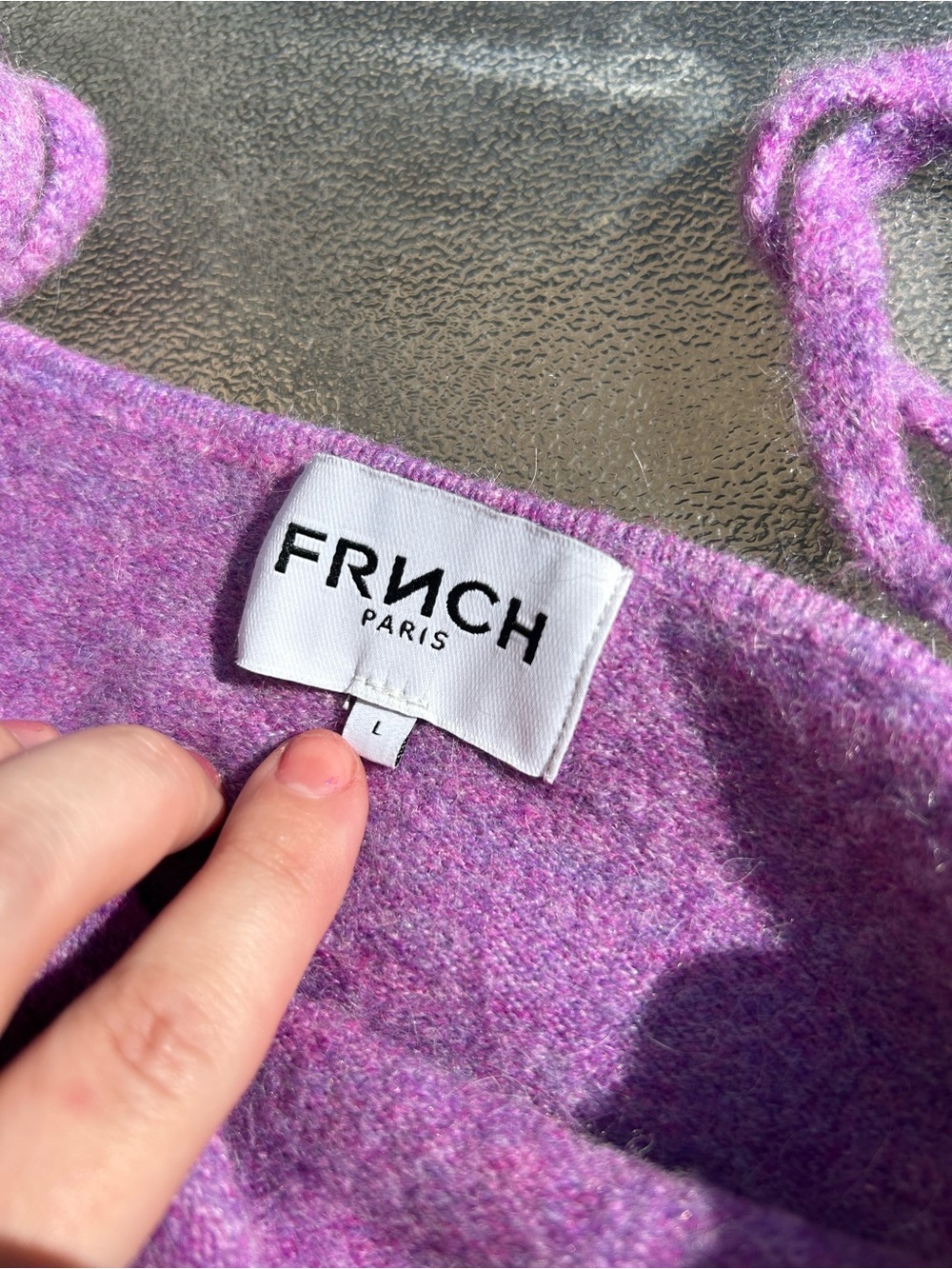 FRNCH Purple Knit V-Neck Spaghetti Strap Tank - Picture 2 of 2
